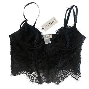 NWT Tic Toc Small S Corset Top Black Lace Bra New Womens Romantic Whimsigoth